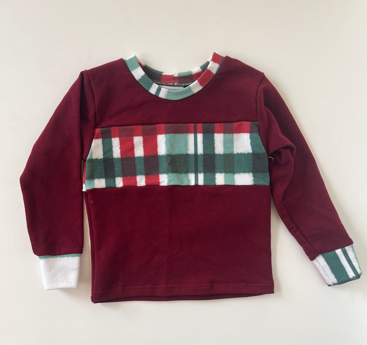 Color Block Holiday Plaid Top