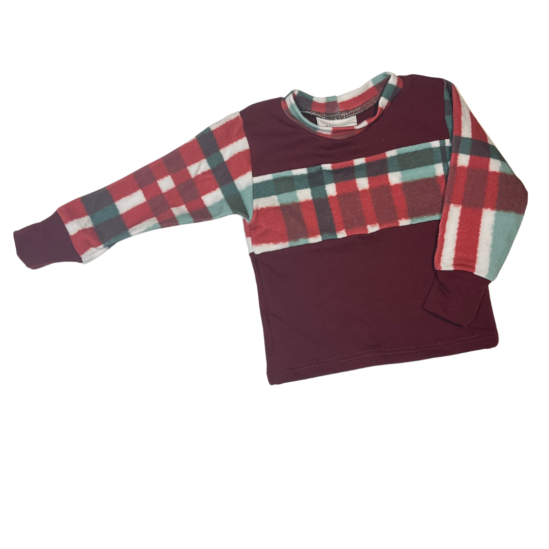 Color Block Holiday Plaid Top