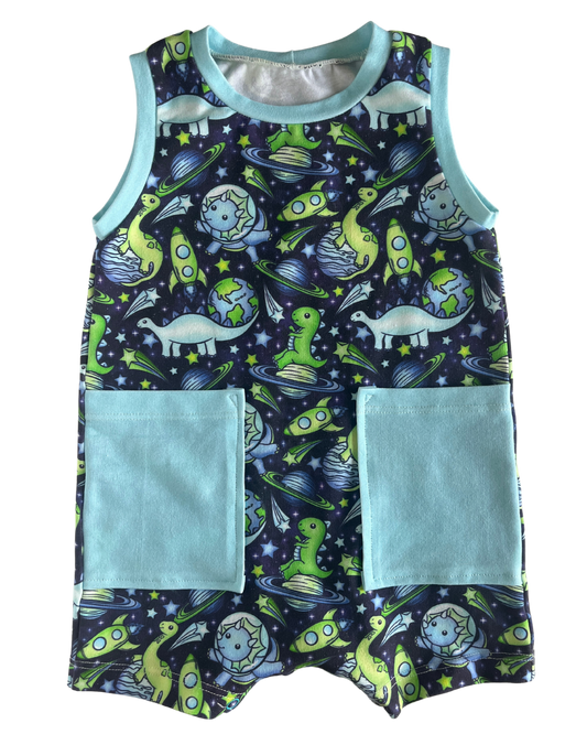 Space Dino Tank Romper (12-18 Months)