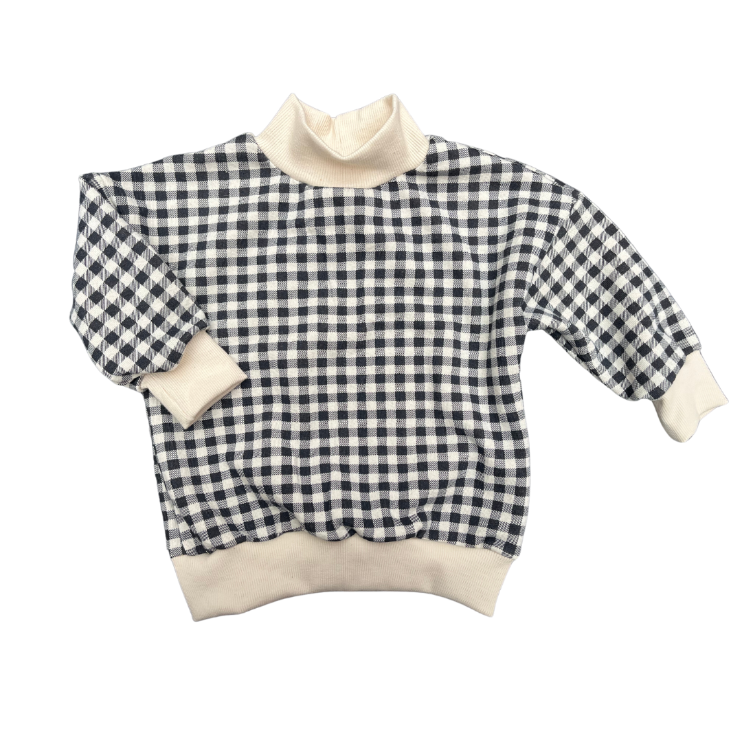 Black Gingham Oversized Sweatshirt (9-12M)