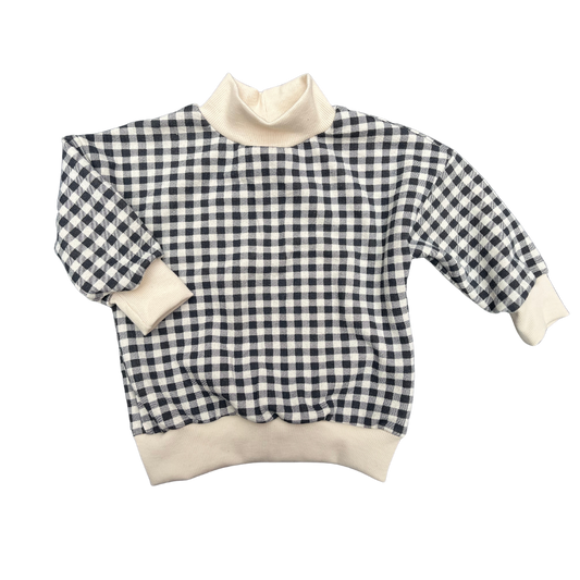 Black Gingham Oversized Sweatshirt (9-12M)