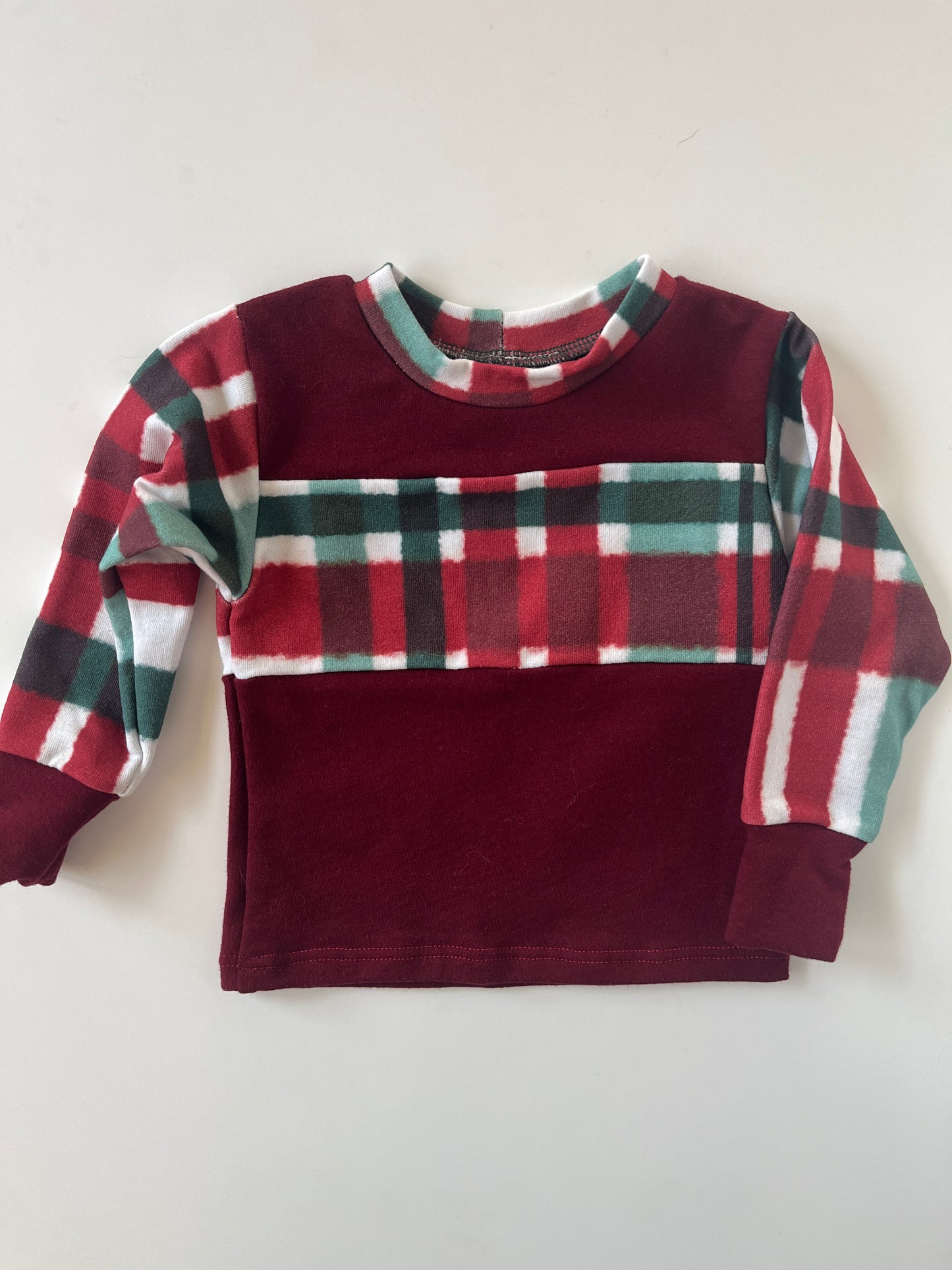 Color Block Holiday Plaid Top