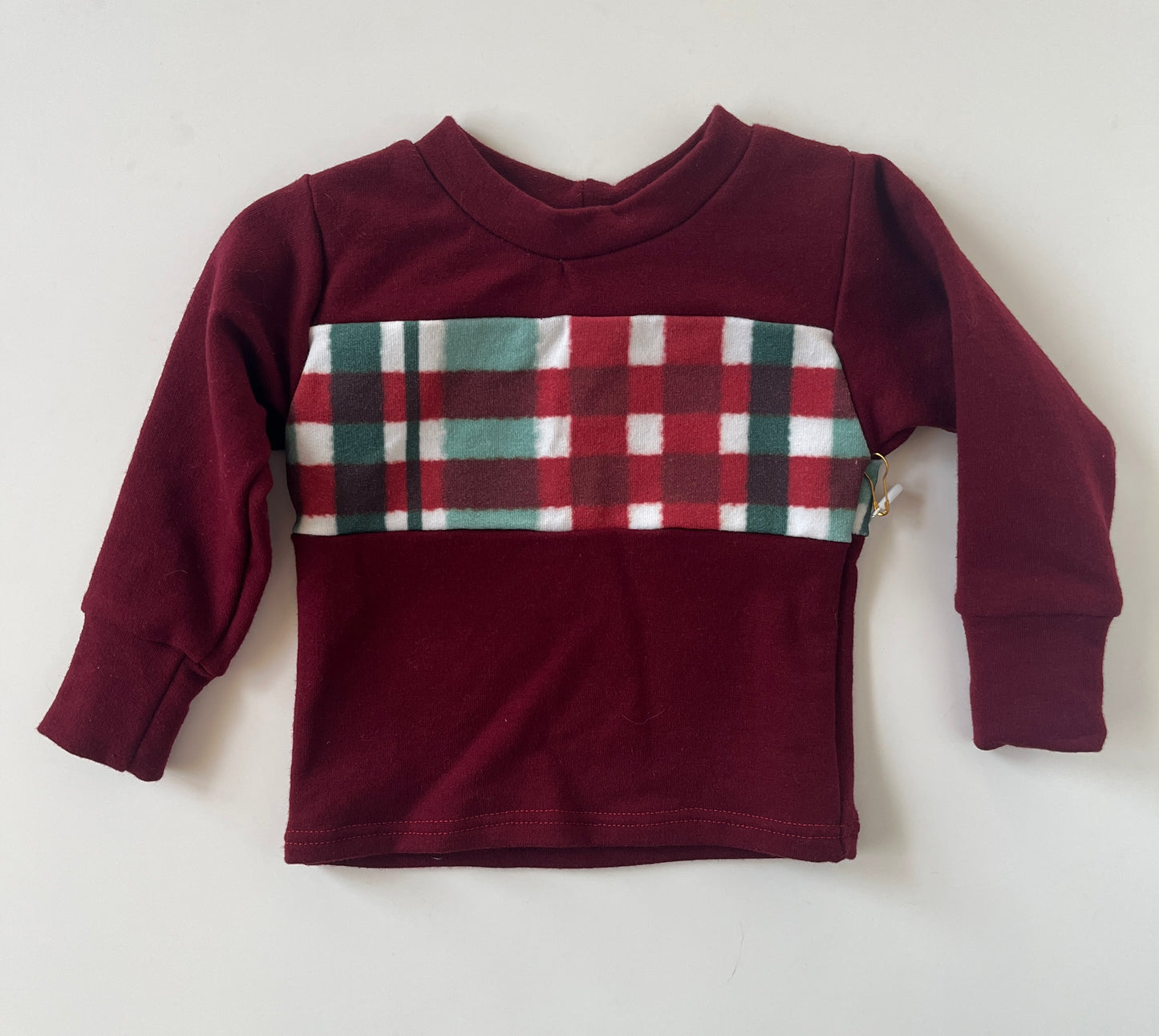 Color Block Holiday Plaid Top