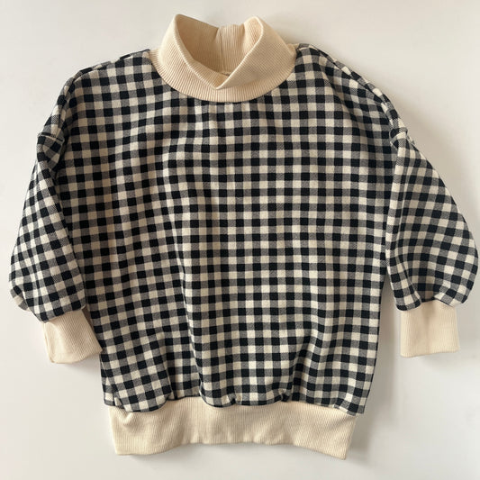 Black Gingham Oversized Sweatshirt (9-12M)